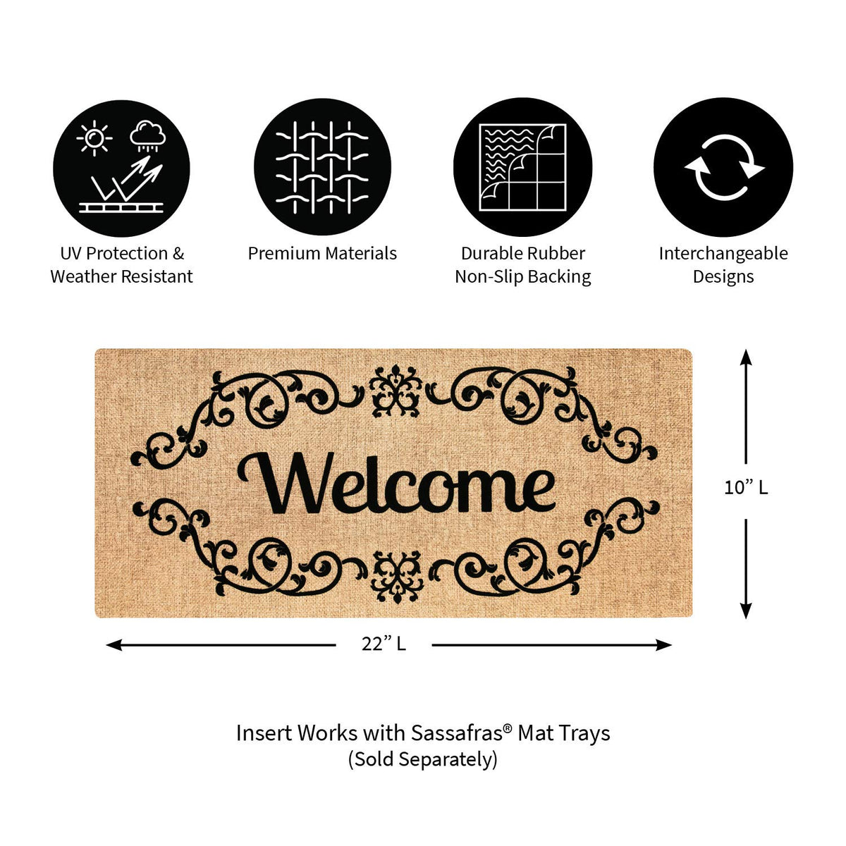 Sassafras doormat artwork closeup showing butterflies and pets-friendly design for muddy paws