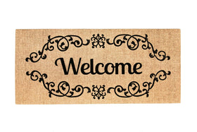 Evergreen Flag Sassafras welcome mat front view with cheerful floral artwork for entryways