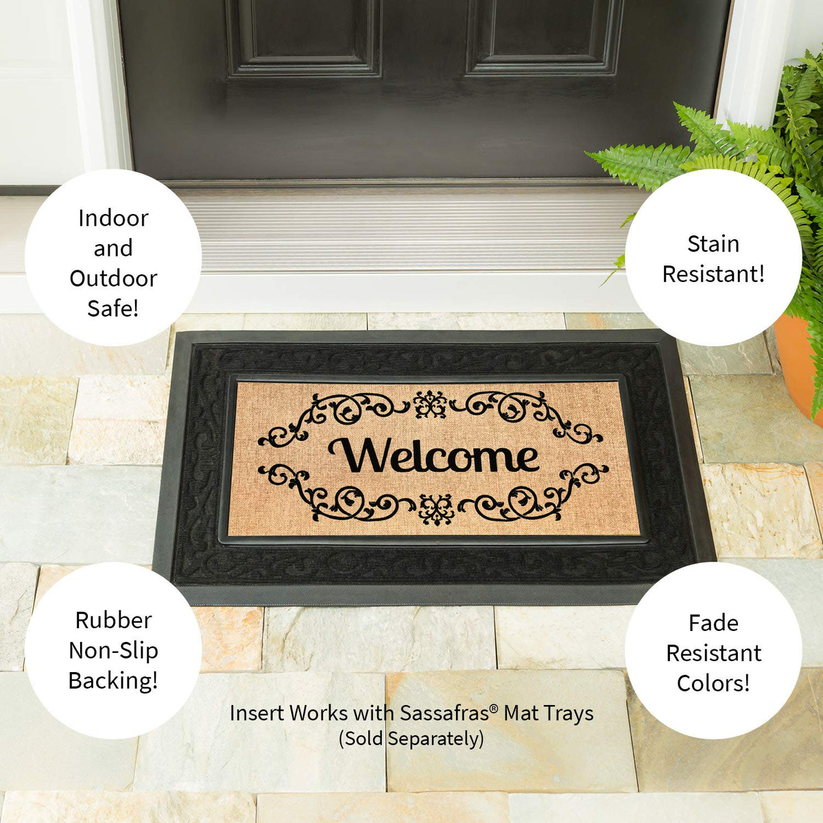 Outdoor-ready Sassafras mat for porches patios and entryways