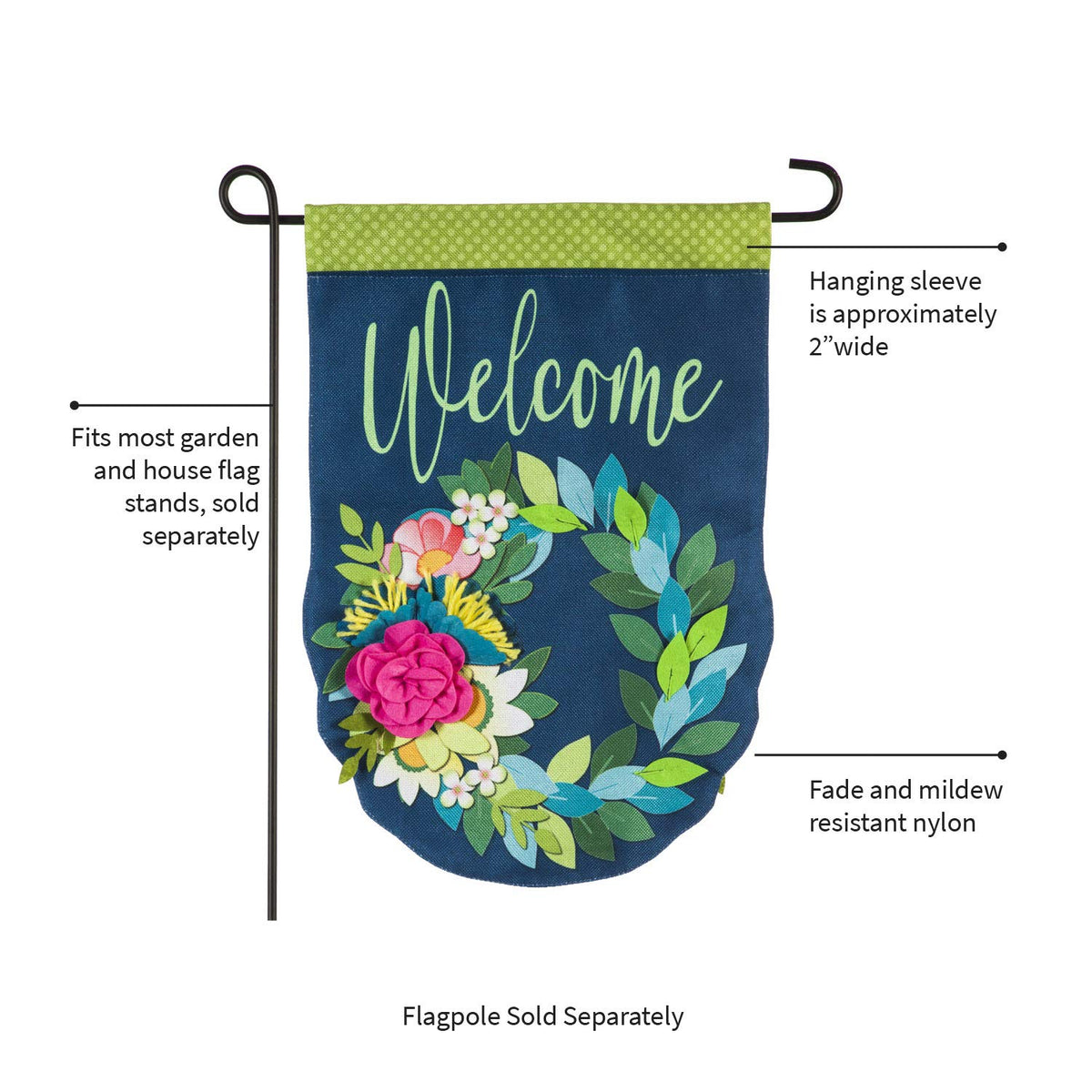 Evergreen Flag Welcome Spring flag on standard garden stand