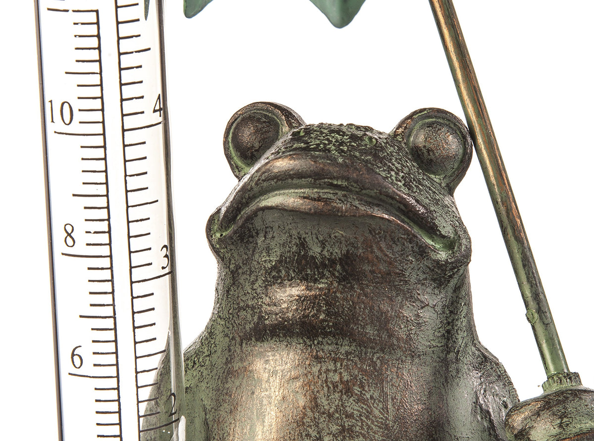 Evergreen Garden 18-inch frog figurine stands out as a planter accent.