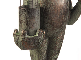 Evergreen Garden weather station combines gauge with decorative frog figure.