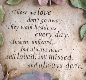 Evergreen Garden weatherproof outdoor memorial stone protects against sun.