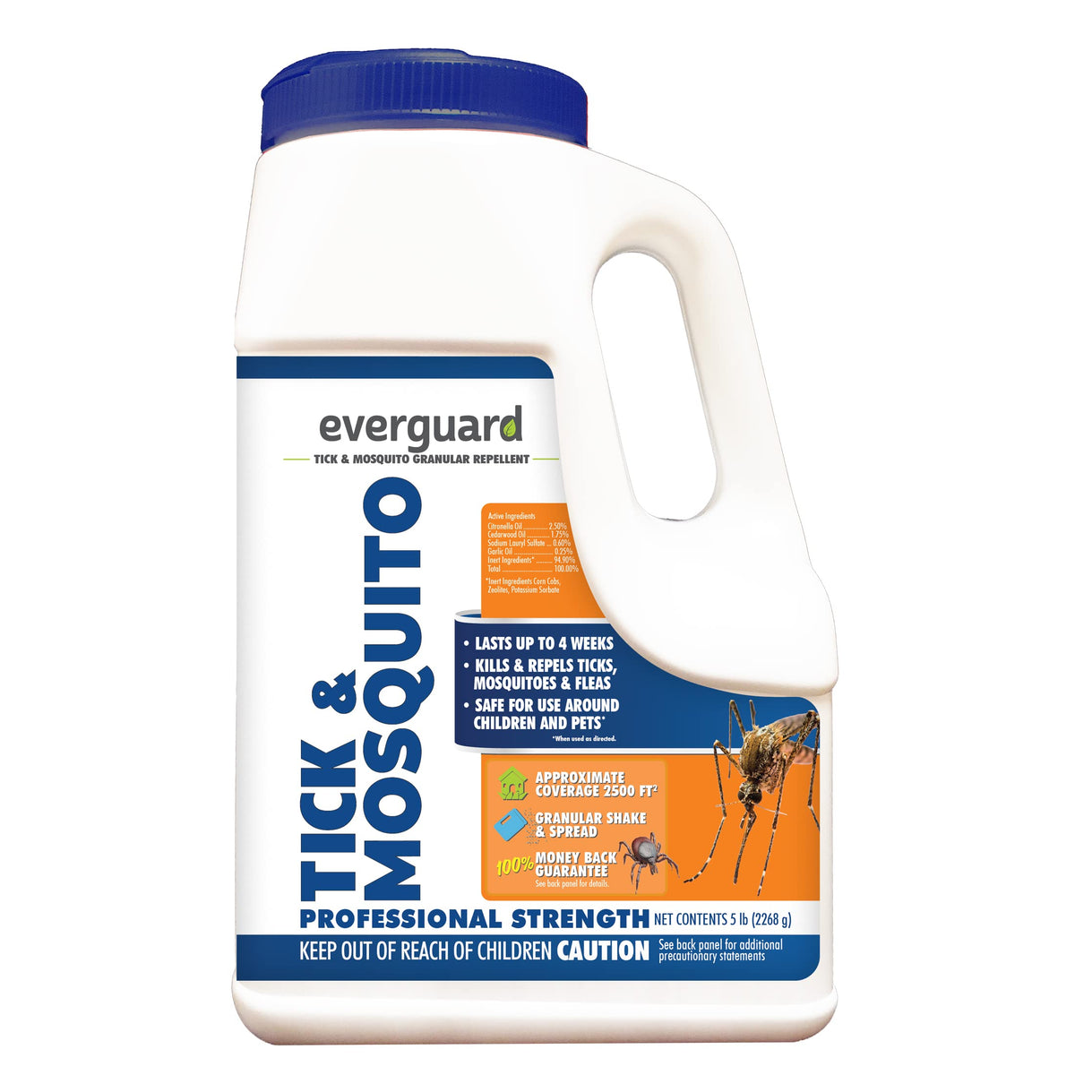 Everguard Tick & Mosquito granular repellent closeup shows safe formula and lasting protection.