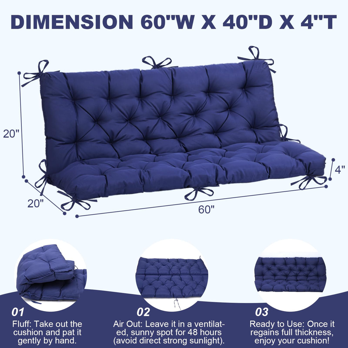 EverPine swing cushion backrest design provides even support for long outdoor seating.