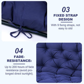 EverPine cushion with nine reinforced ties stays anchored to swing or bench.