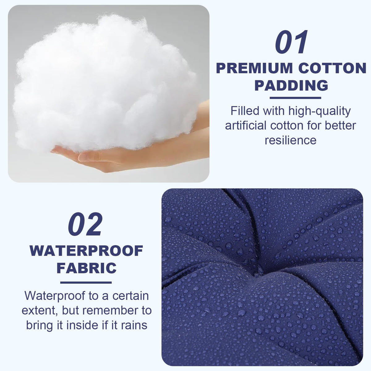 EverPine cushion waterproof surface is easy to wipe clean for outdoor care.