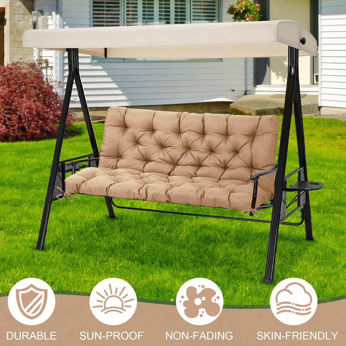 EverPine tufted backrest swing cushion supports long seating