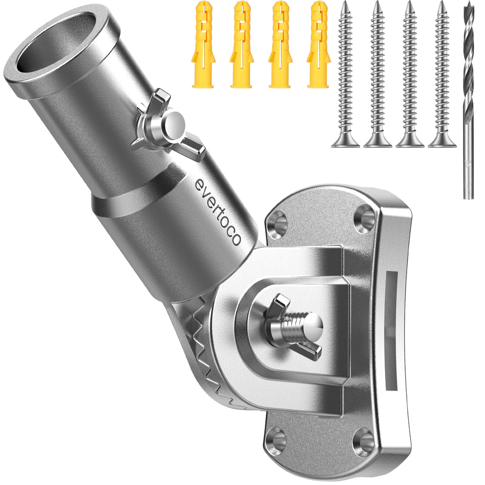 Evertoco heavy-duty bracket on wall showing 180-degree angle adjustability for versatile flag displays.