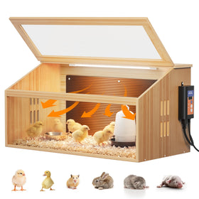 EVERYGROW brooder box top view with clear access to feed and water
