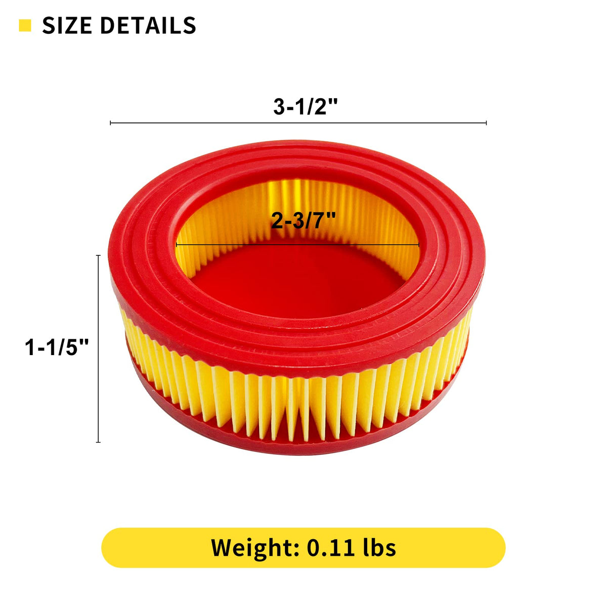 EVGW 951-14628 air filter dimensions shown for proper fit.