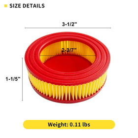 EVGW 951-14628 air filter dimensions shown for proper fit.