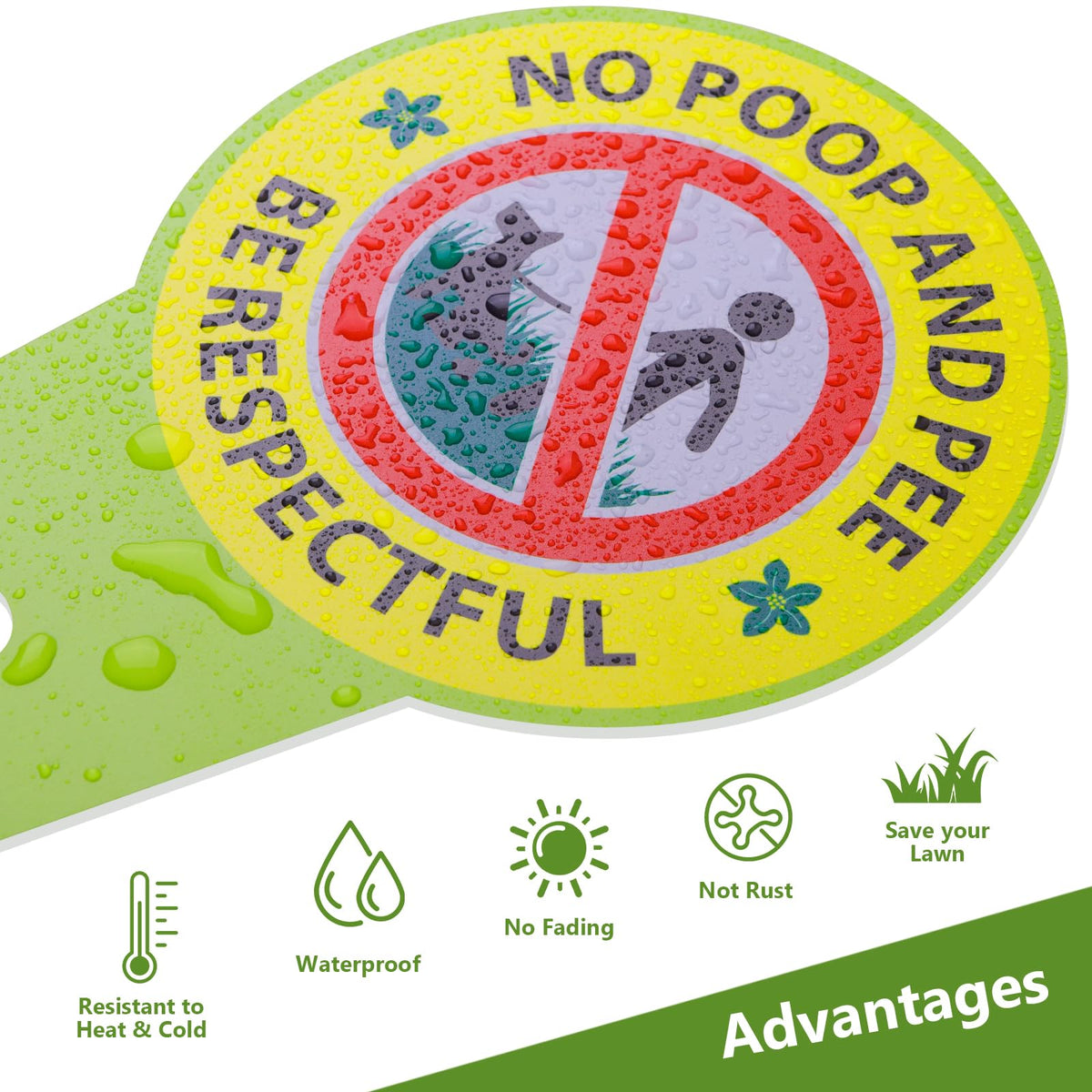 EVIESKENT No Dog Poop Sign 2 Pack — double-sided print attracts courteous dog walkers