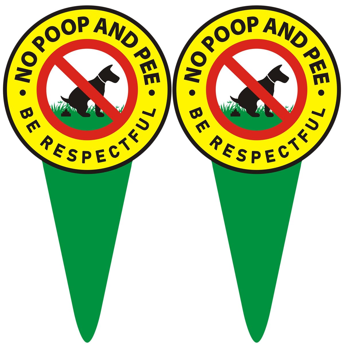 EVIESKENT No Dog Poop Sign 2 Pack front view with double-sided visibility for lawns.