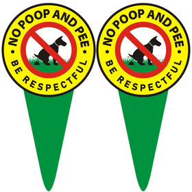 EVIESKENT No Dog Poop Sign 2 Pack front view with double-sided visibility for lawns.