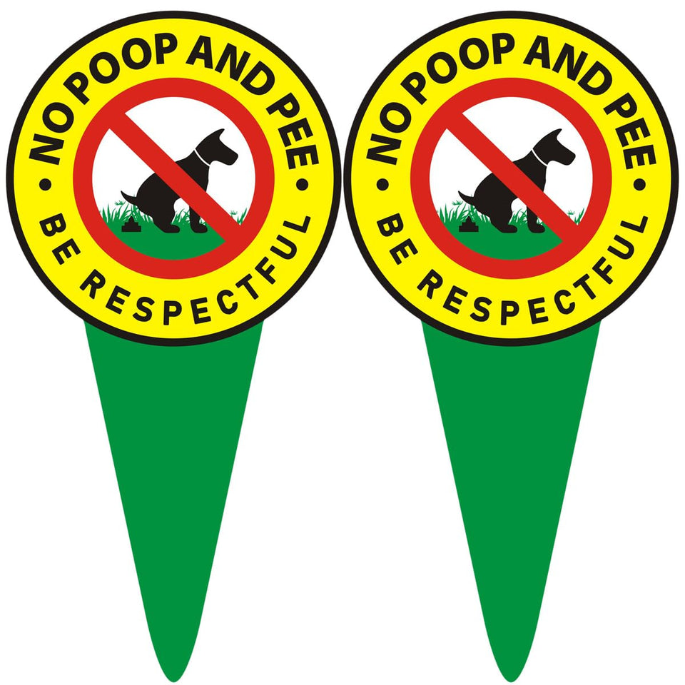 EVIESKENT No Dog Poop Sign 2 Pack front view with double-sided visibility for lawns.