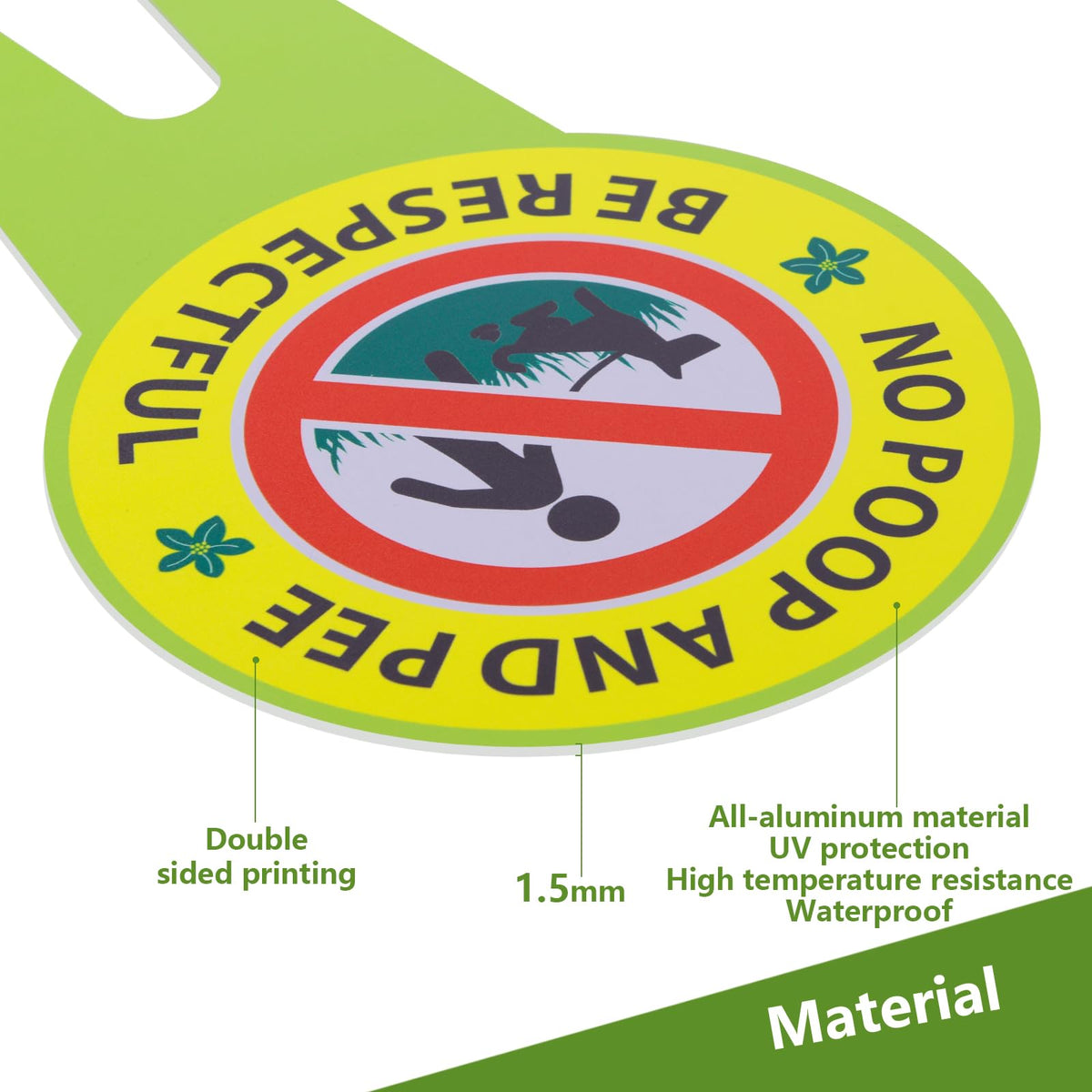 EVIESKENT No Dog Poop Sign 2 Pack — bright green background enhances legibility