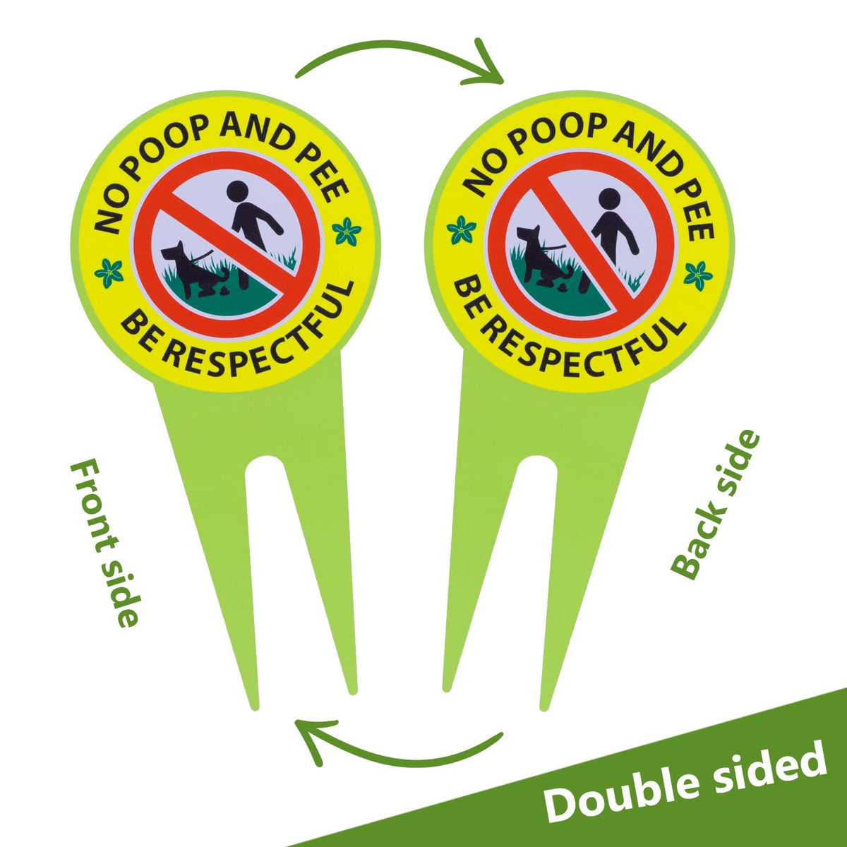 EVIESKENT No Dog Poop Sign 2 Pack — installed in ground for long-term yard protection