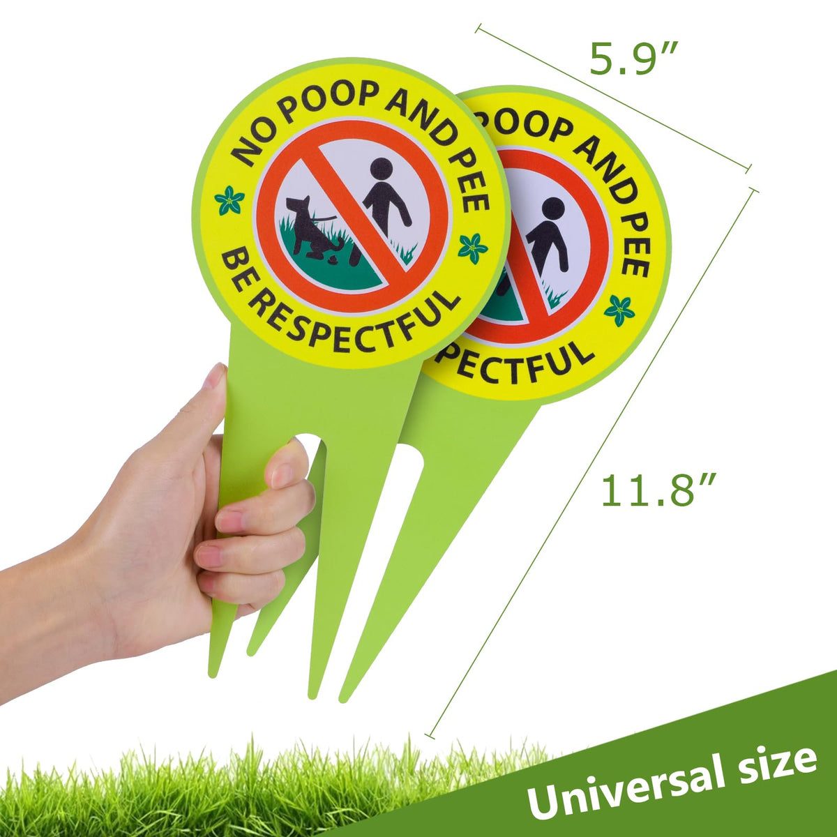 EVIESKENT No Dog Poop Sign 2 Pack — side detail shows double-sided visibility