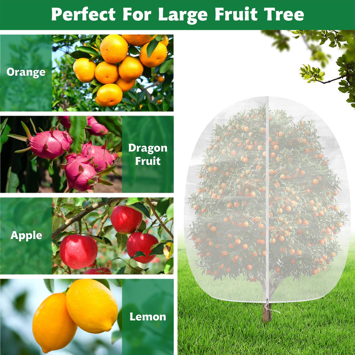 Evoio garden netting with zipper enables easy installation and harvest.