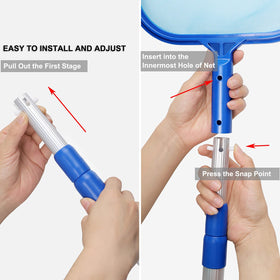 Evob pool skimmer net extended reach for versatile use