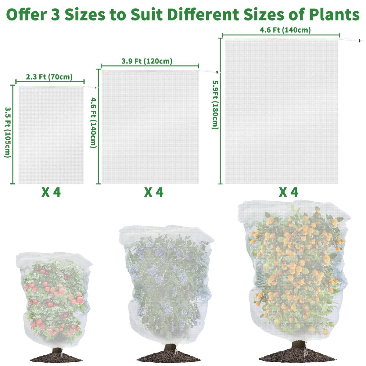 Evoio drawstring-bottom design secures plants during installation.