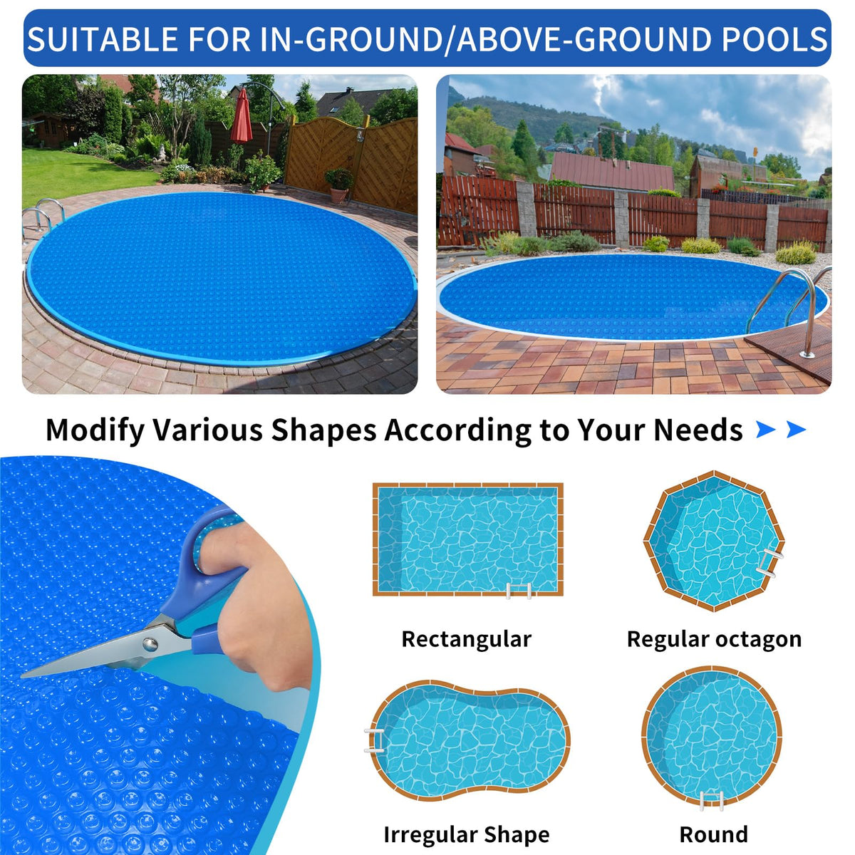 Evoio size options range from 6 to 24 feet, covering most round pools.