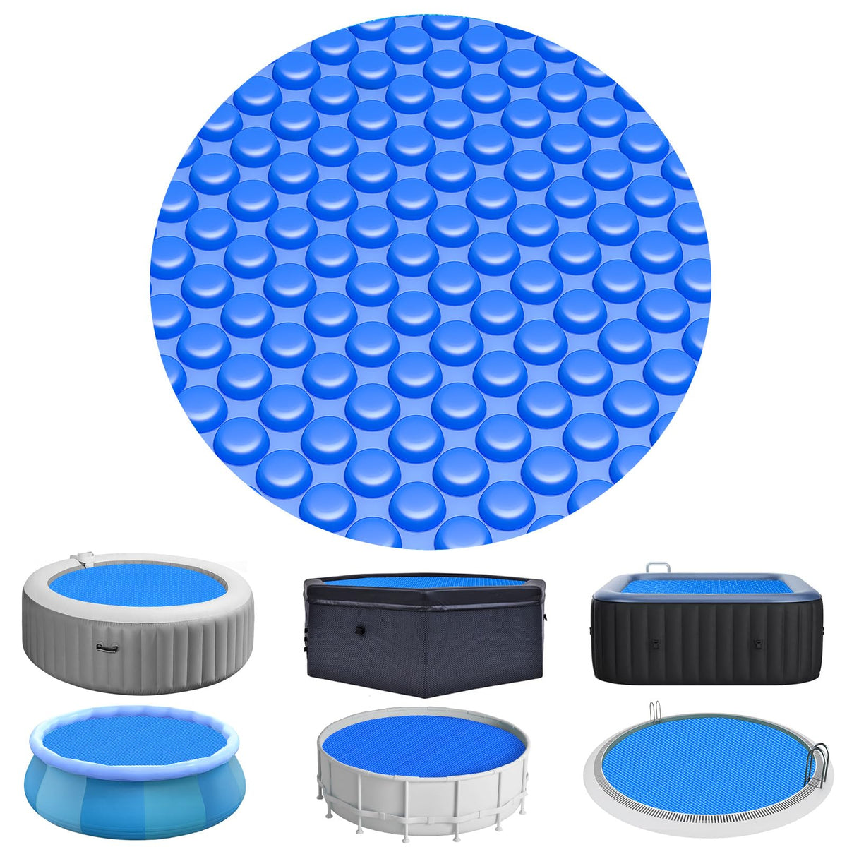 Evoio solar pool cover for 8ft round pools with bubbles increases heat retention.