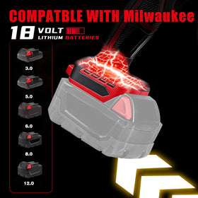 EVOIRON cordless leaf blower in use showing 180 mph airflow for debris removal