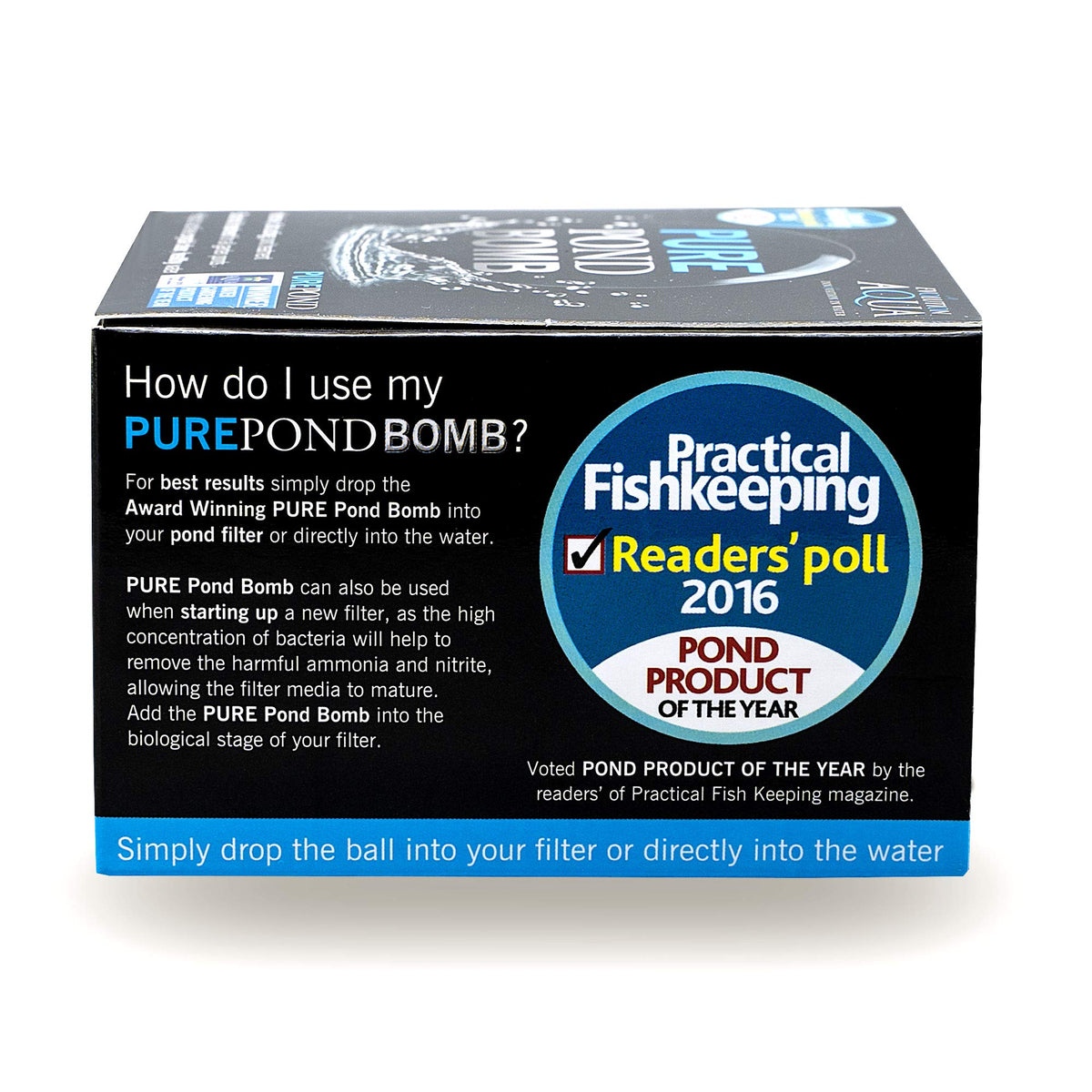 Evolution Aqua Pure Pond Bomb dissolving action demonstrates rapid organic breakdown in pond water