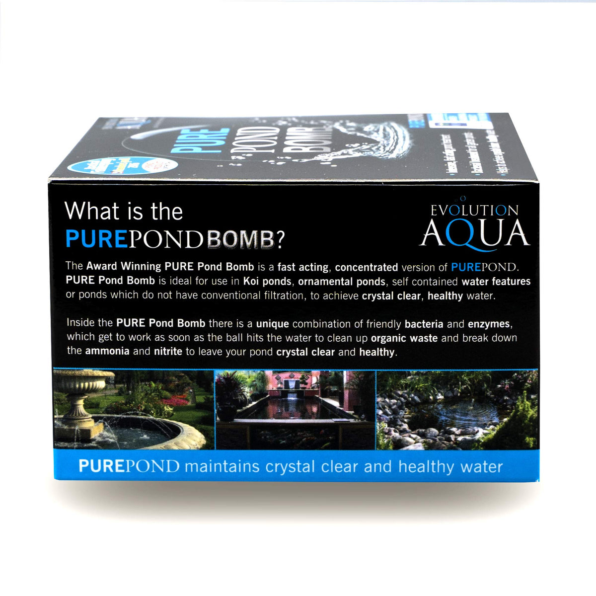 Evolution Aqua Pure Pond Bomb in pond water illustrates treatment potential for cloudy conditions