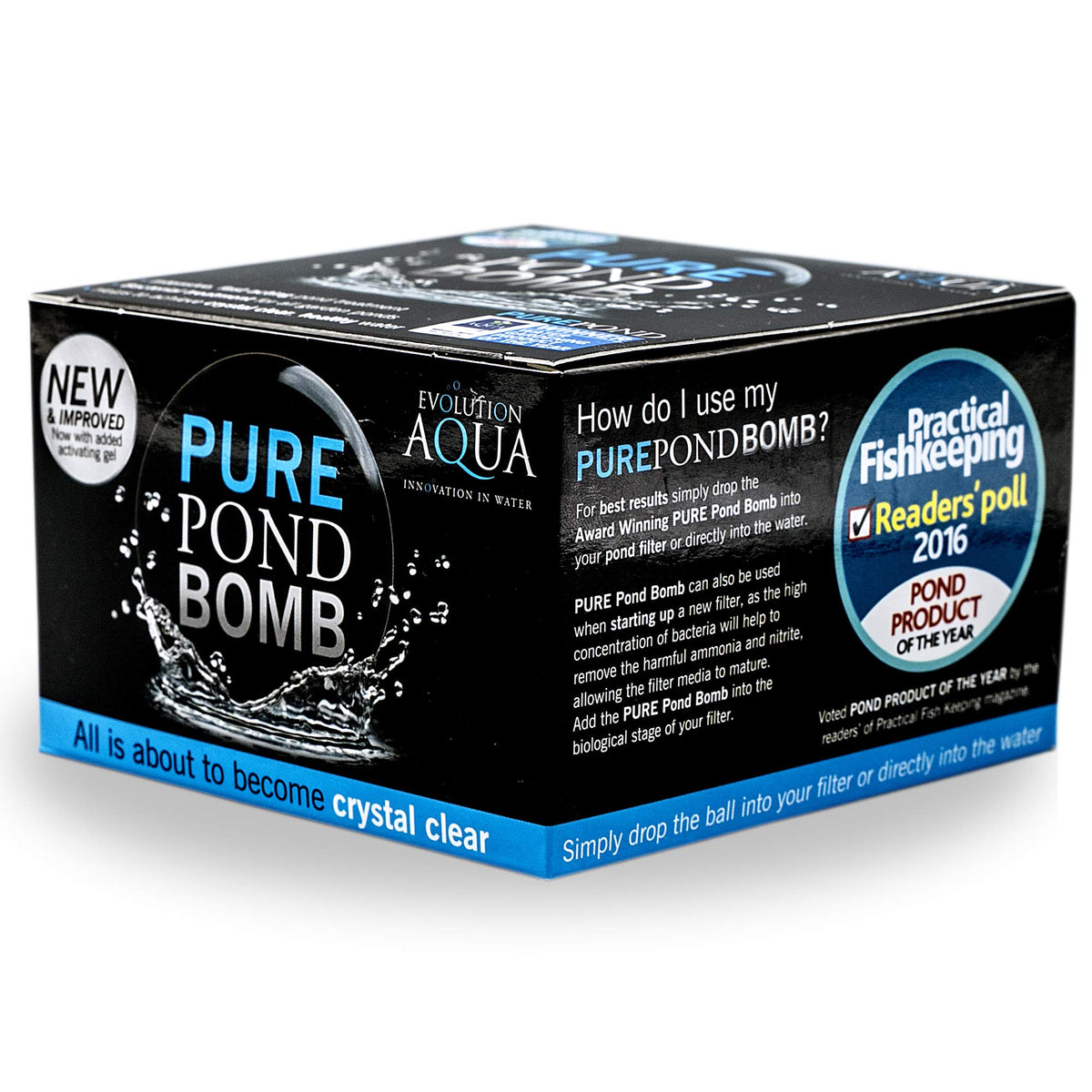 Evolution Aqua Pure Pond Bomb tube shows dispensing form for fast activation