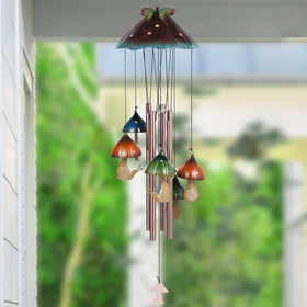 EVOLUX wind chimes garden decor green mushrooms add charm and soothing ambiance.