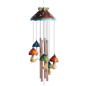 EVOLUX wind chimes outdoor mushroom green 70FL deliver gentle, uplifting tones for the garden.