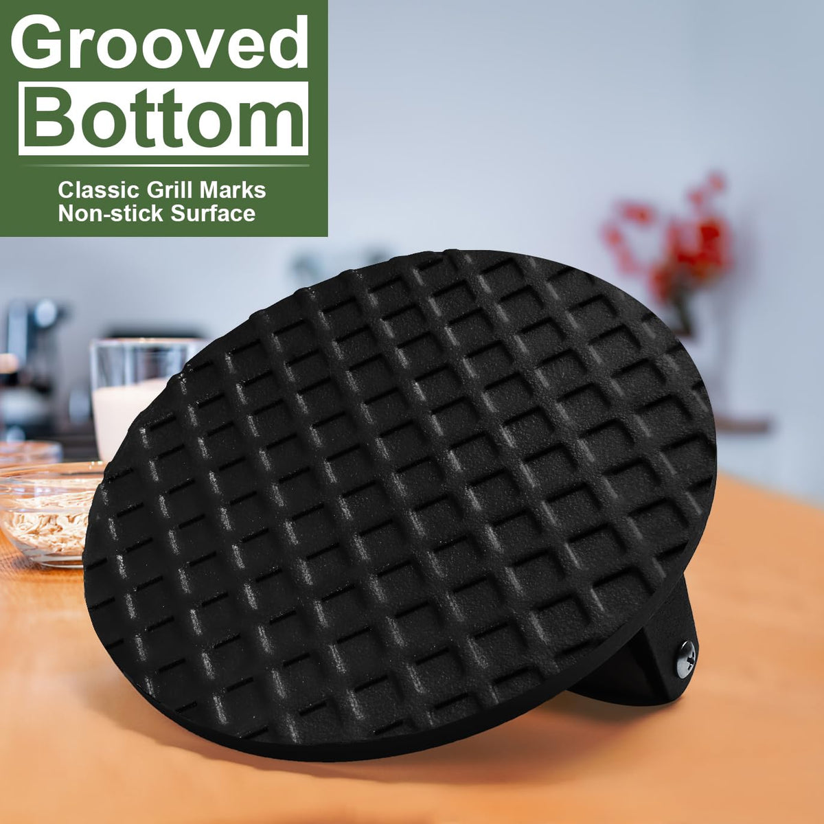 EWFEN bacon press flattening fat on the griddle for crisp results