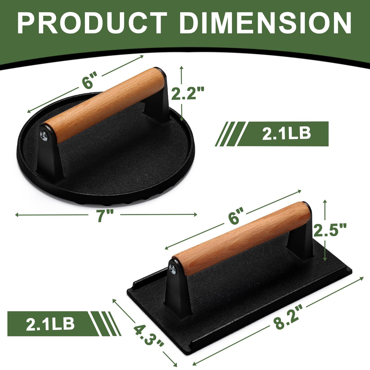 EWFEN rectangle press 8-2x4-3in for versatile grilling