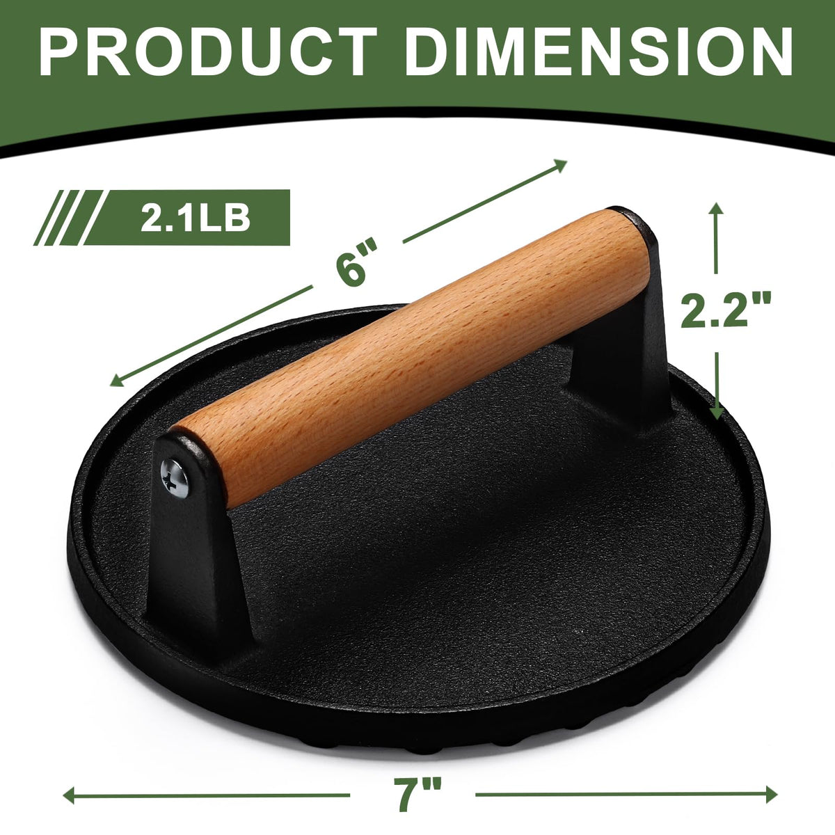 EWFEN burger press wooden handle shows ergonomic grip and cool-to-touch feel