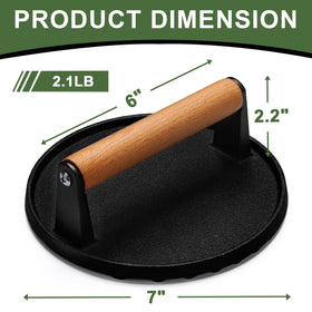 EWFEN burger press wooden handle shows ergonomic grip and cool-to-touch feel
