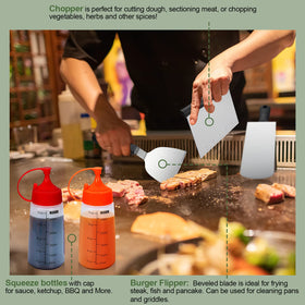 EWFEN egg rings create uniform rounds on the griddle surface.