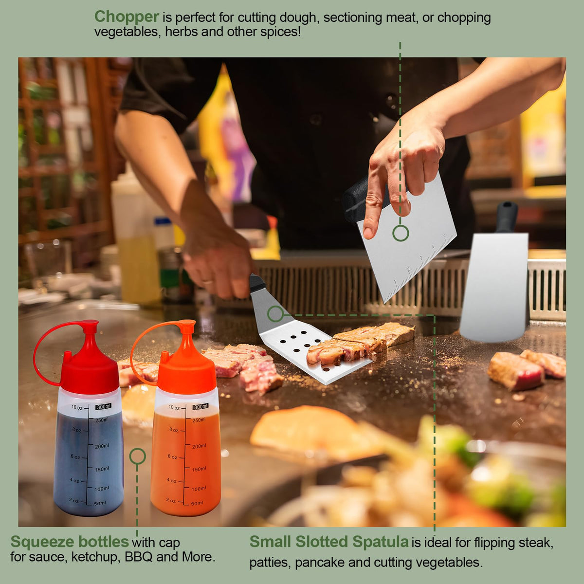 EWFEN oil bottles and brush for uniform seasoning and sauce distribution