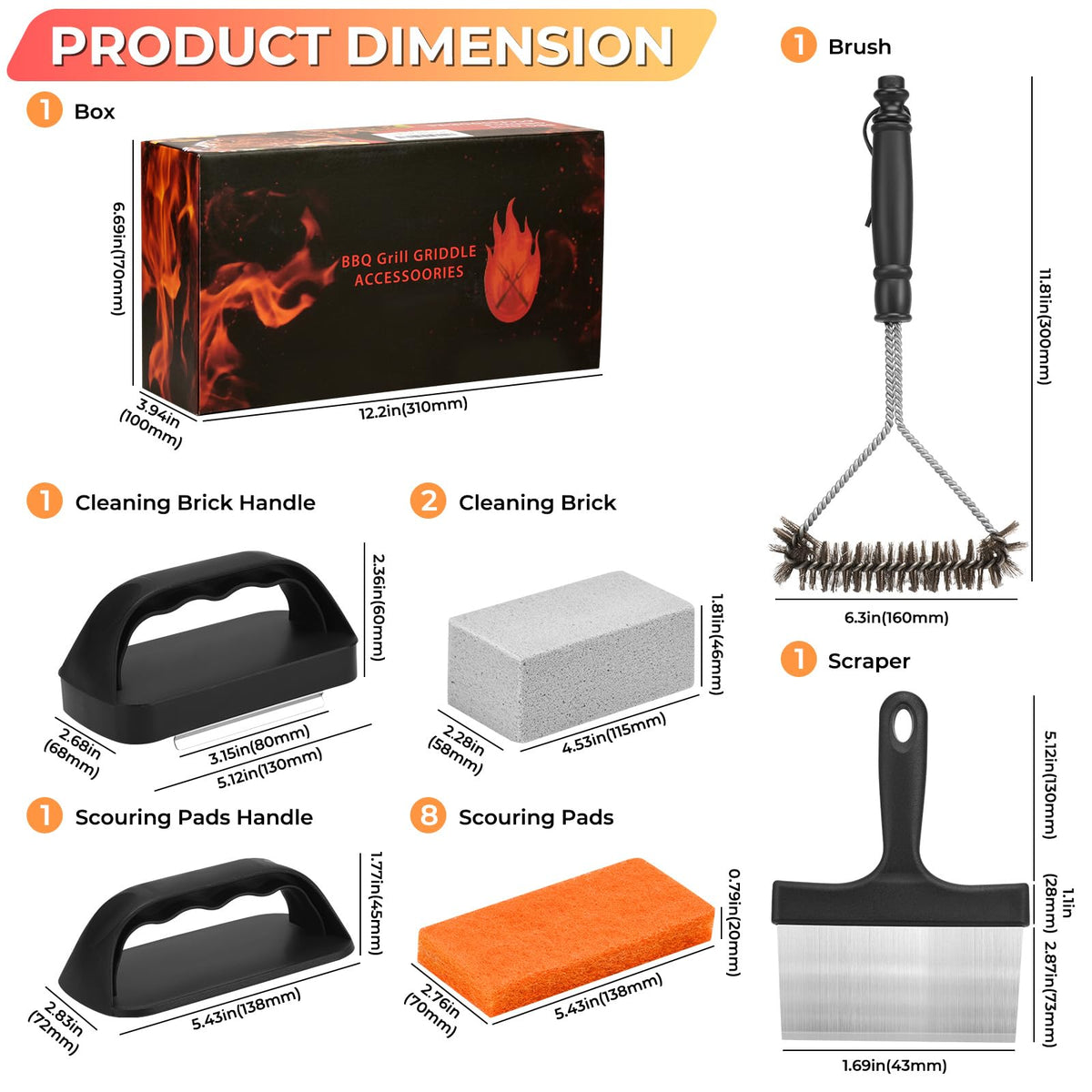 EWFEN griddle brush cleans safely, leaving a shiny top.