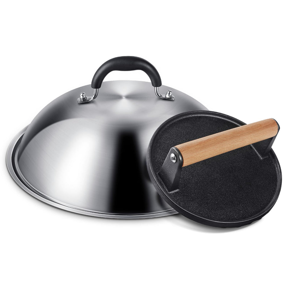 EWFEN griddle dome 12.5-inch traps steam for even cooking on a flat top