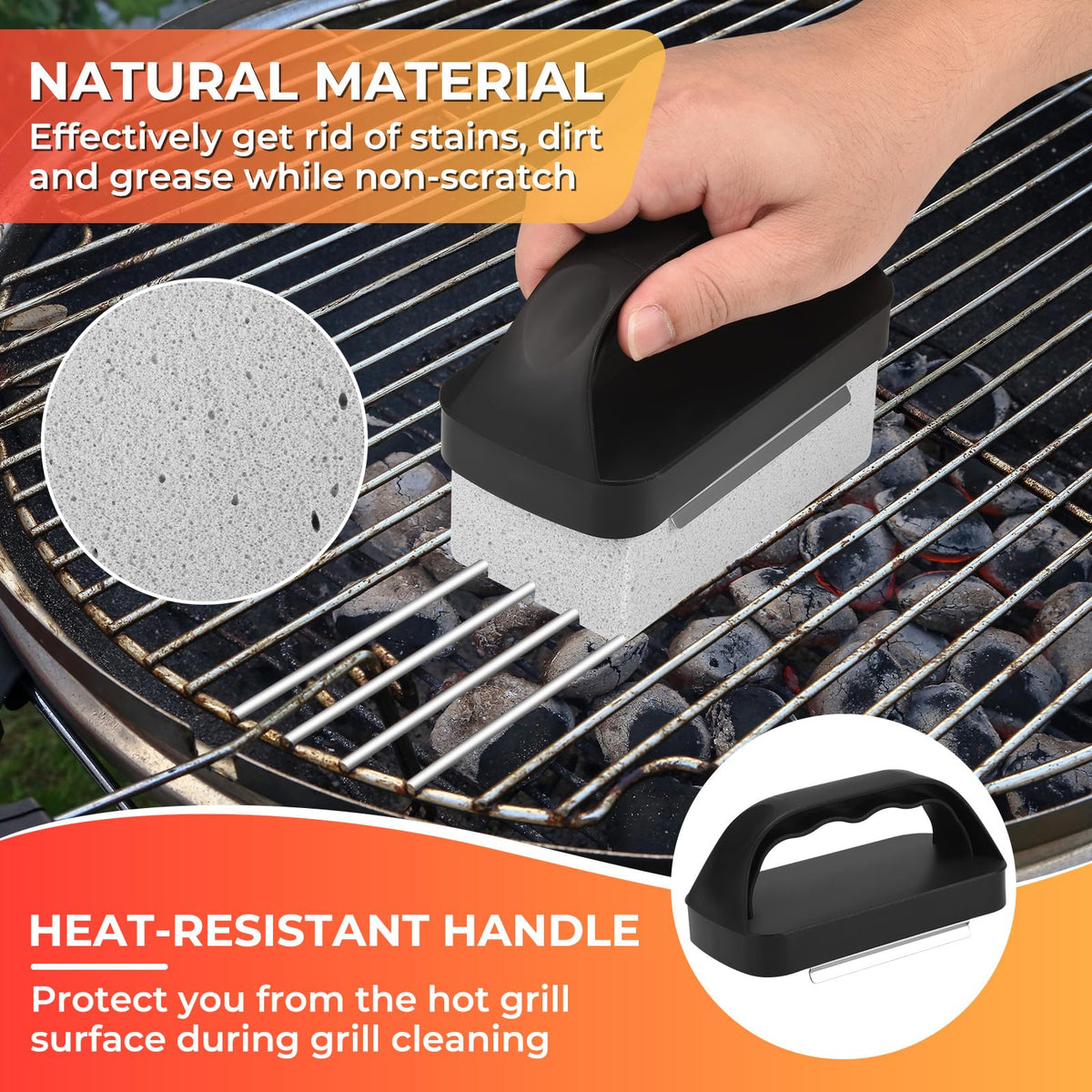 EWFEN grill bricks with handle remove stubborn stains safely.