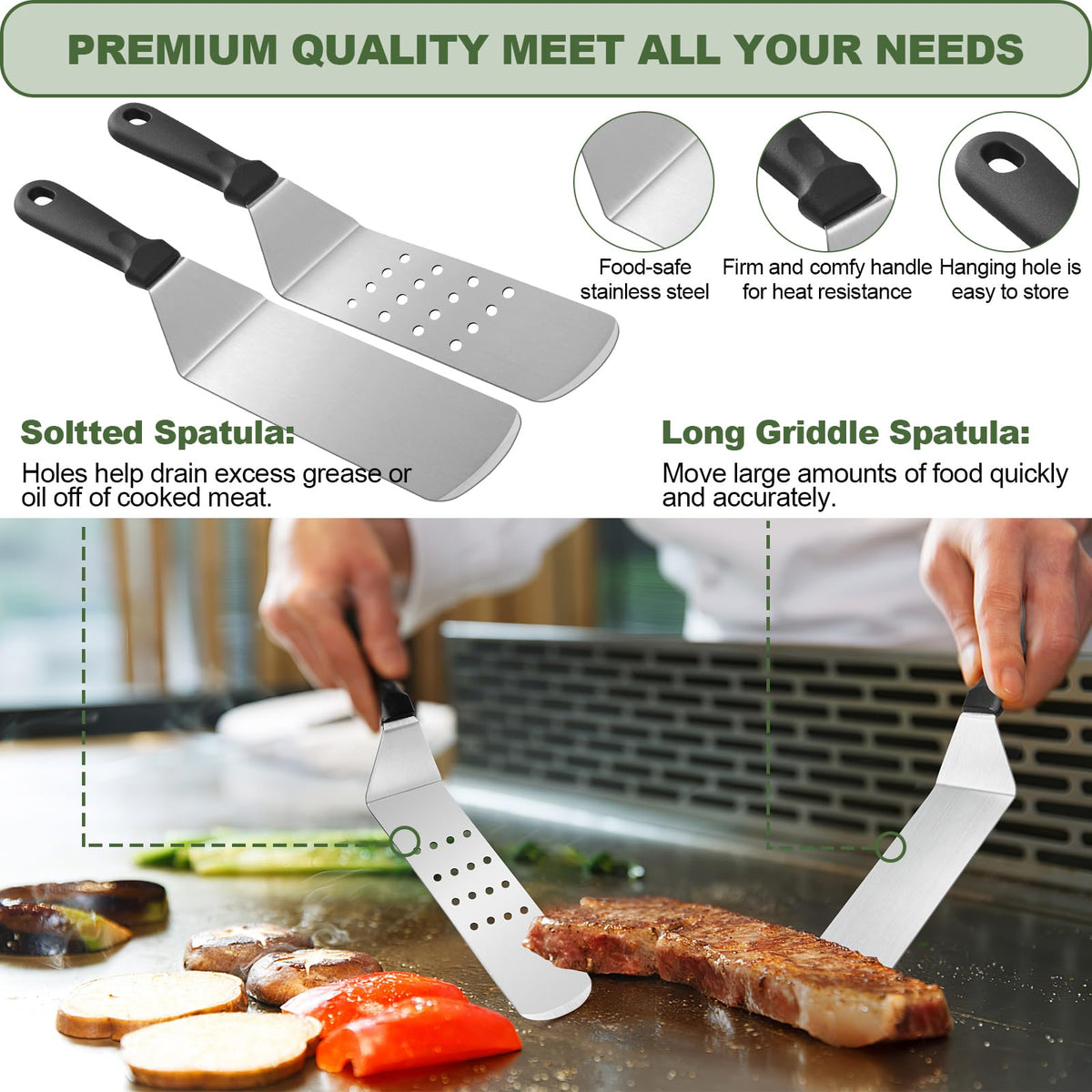 EWFEN grill tong for secure, precise flipping and handling.