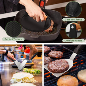 EWFEN slotted griddle spatula drains fats during cooking.
