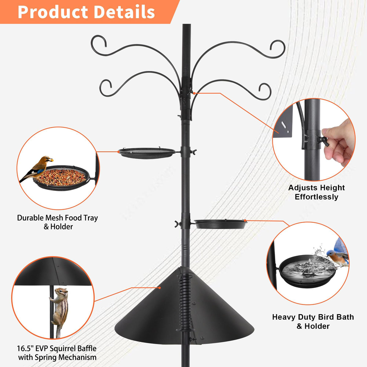 eWonLife adjustable shepherd hooks offer flexible placement for feeders