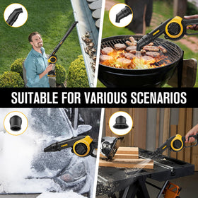 EWORK blower with three short tubes and extension tube for versatile reach