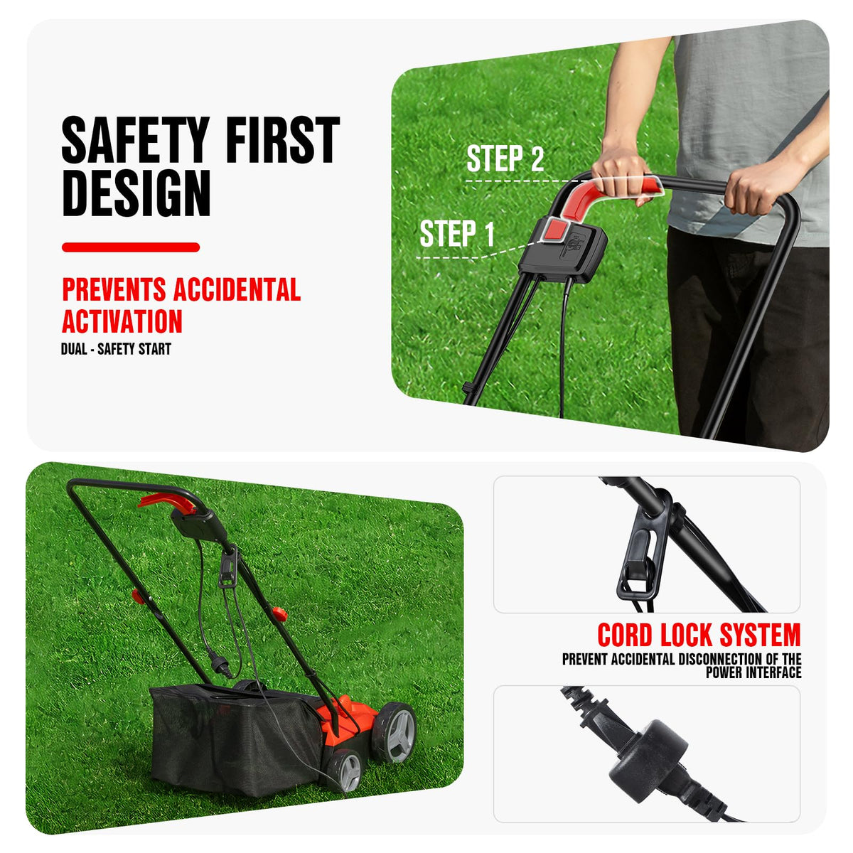 EWORK dethatcher in action on a healthy, maintained lawn