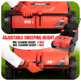 EWORK hopper with quick-release buckles for easy debris disposal