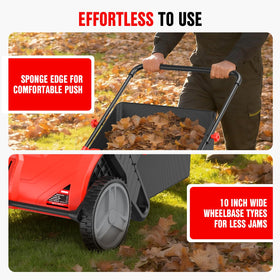 EWORK lawn sweeper in action cleaning a yard efficiently